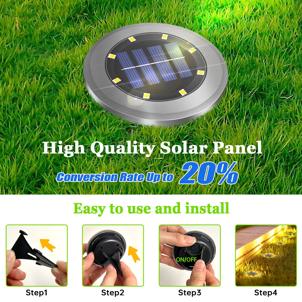 Bright Guard Solar LED Garden Lights - Waterproof In-Ground Landscape Lighting for Patio, Pathway, Lawn